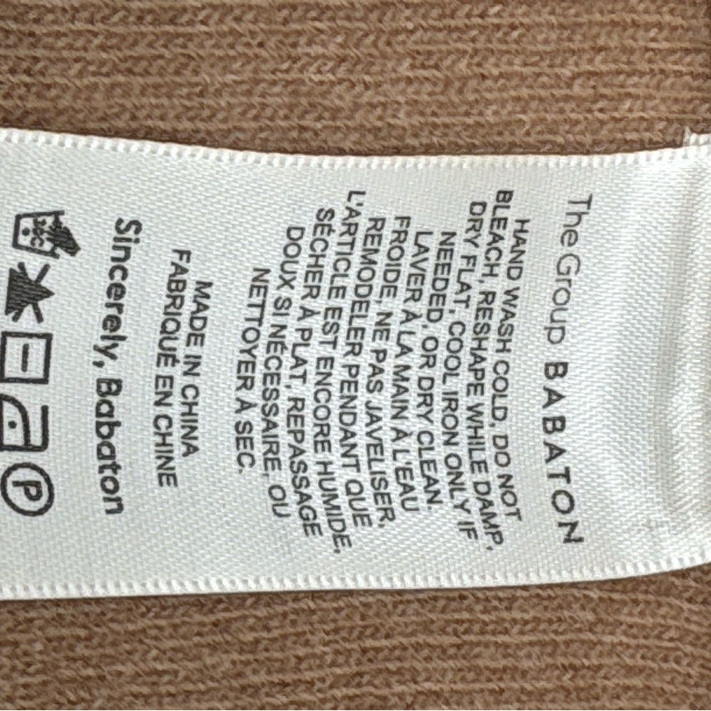 Aritzia Babaton Tan Knit Midi Pencil Skirt High Waist Back Slit Minimalist M - Picture 12 of 13